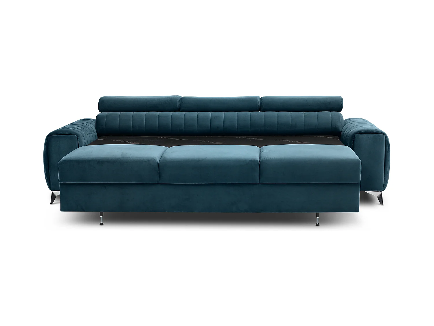 Canapé convertible avec appuis-tête réglables velours bleu Lozan 261cm