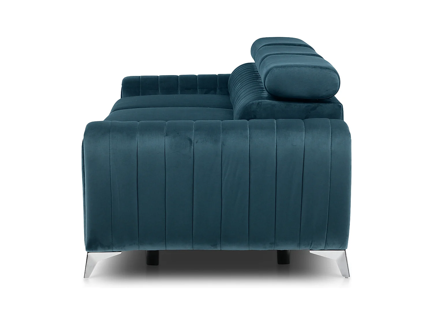 Canapé convertible avec appuis-tête réglables velours bleu Lozan 261cm