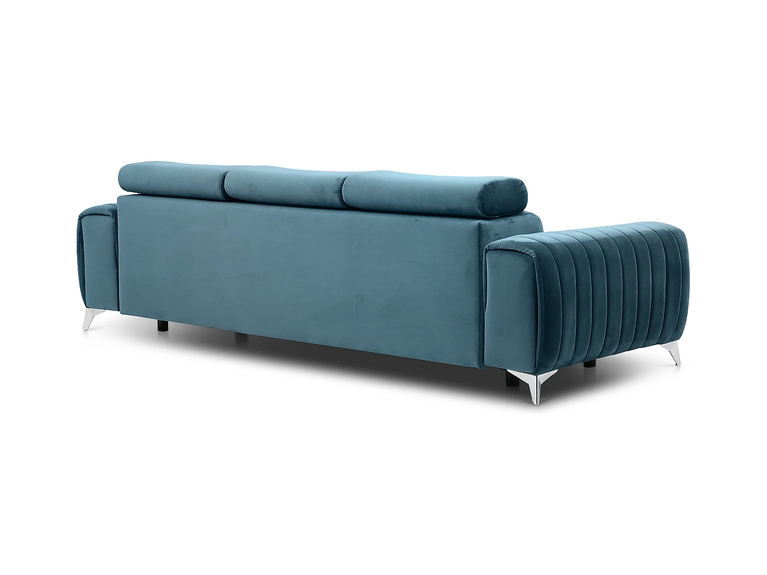 Canapé convertible avec appuis-tête réglables velours bleu Lozan 261cm