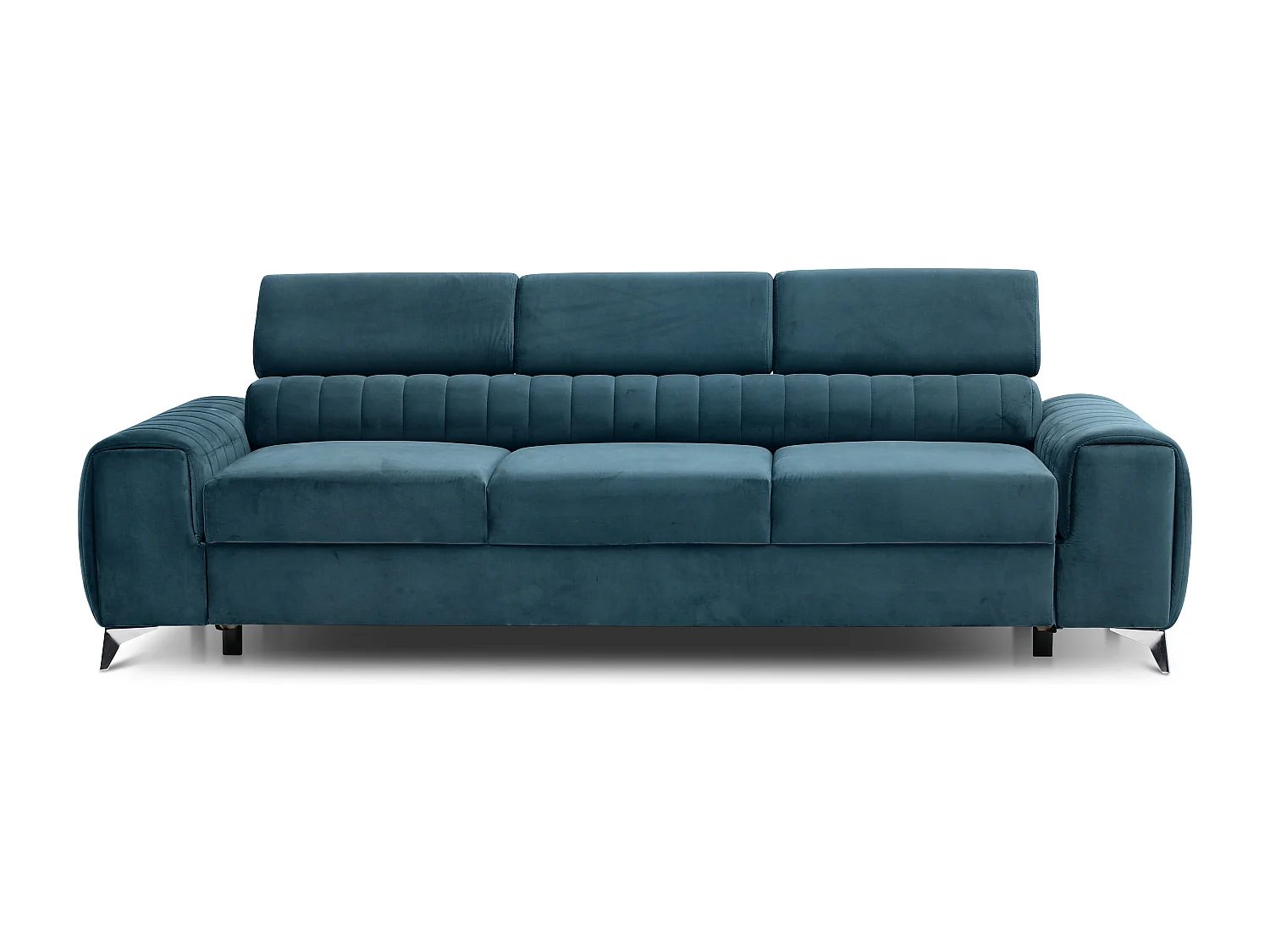 Canapé convertible avec appuis-tête réglables velours bleu Lozan 261cm