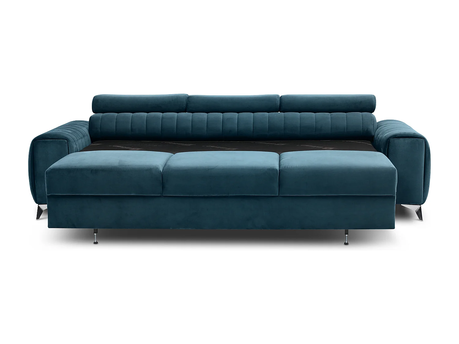 Canapé convertible avec appuis-tête réglables velours bleu Lozan 261cm