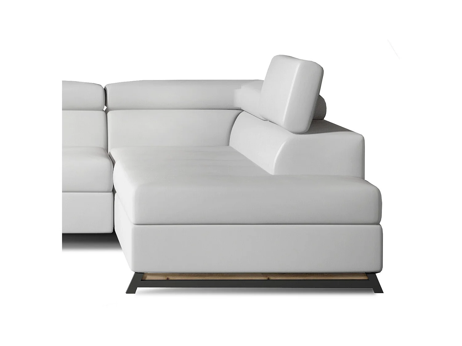 Converteerbare hoekbank rechts in wit kunstleer met verstelbare hoofdsteunen Nikos 265 cm