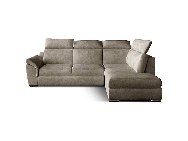 Canapé angle droit convertible tissu beige avec appuis-tête réglables Kepita 260cm