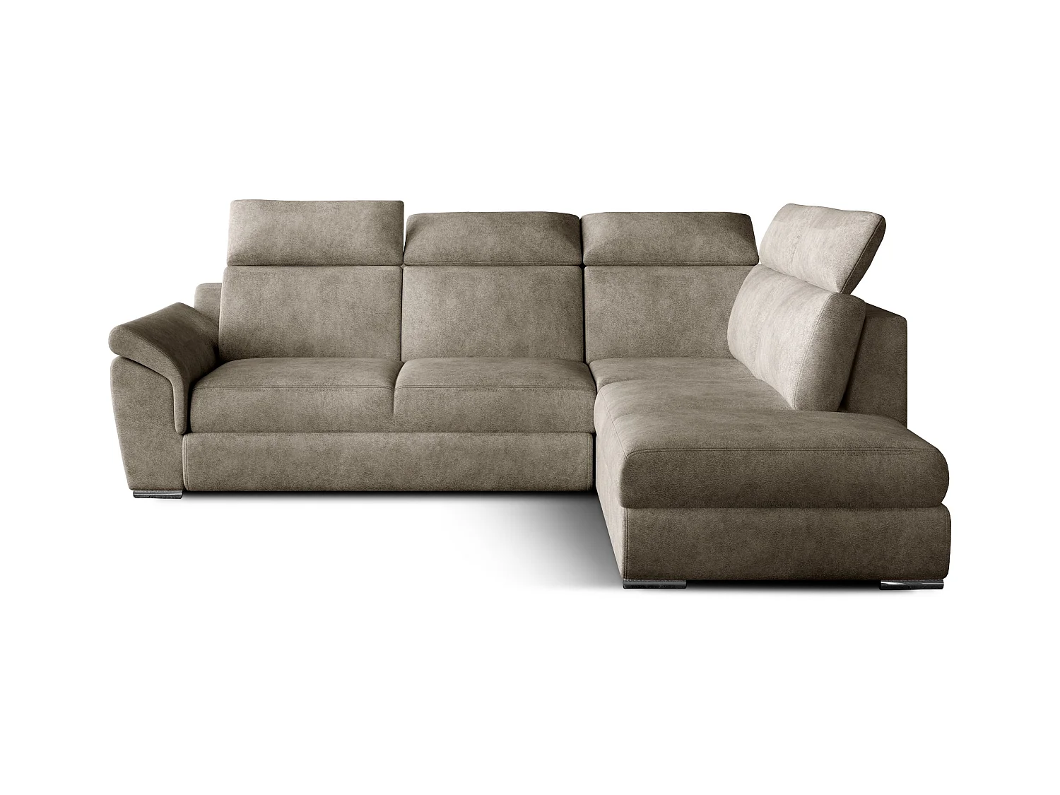 Canapé angle droit convertible tissu beige avec appuis-tête réglables Kepita 260cm