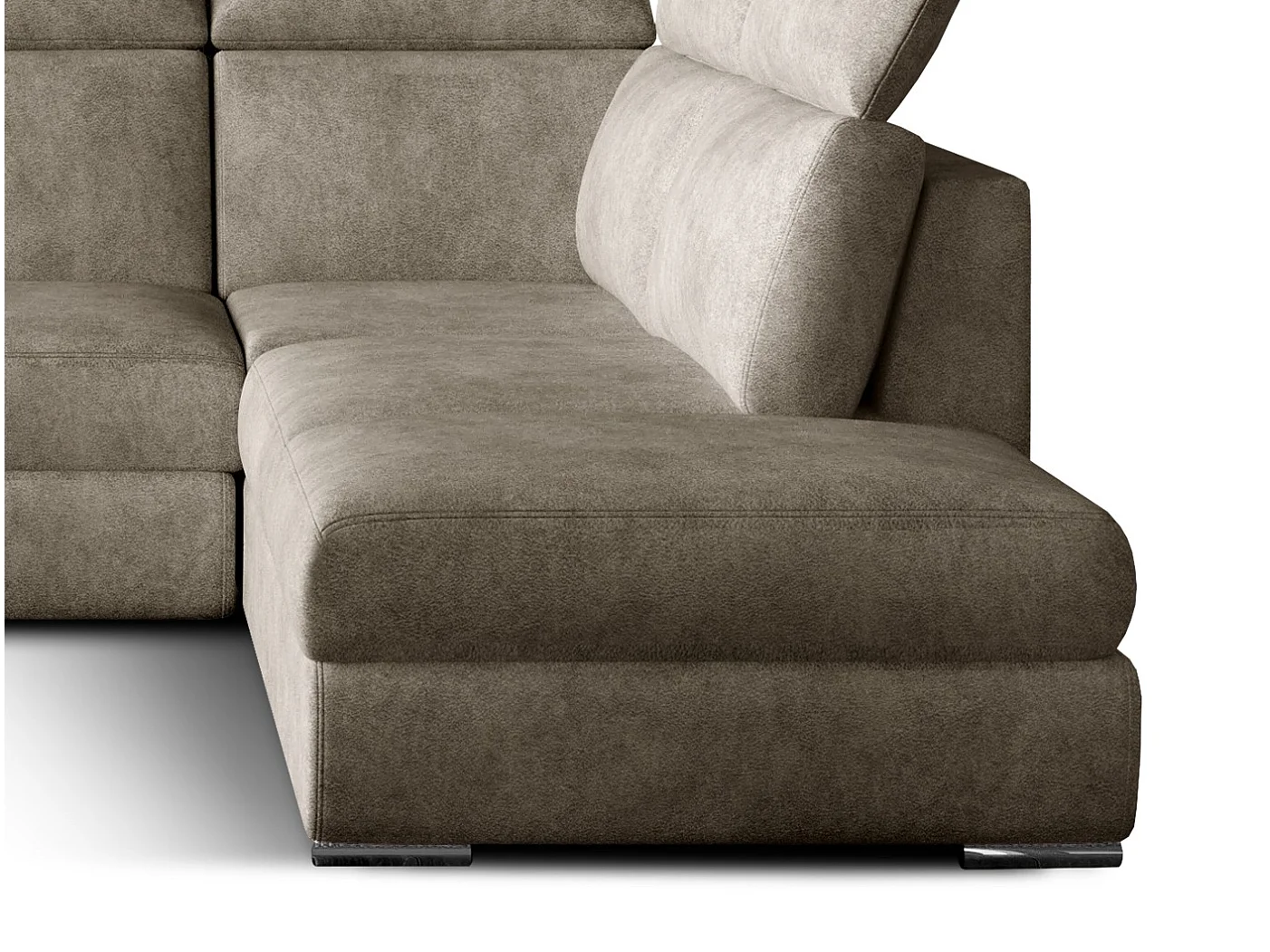 Canapé angle droit convertible tissu beige avec appuis-tête réglables Kepita 260cm