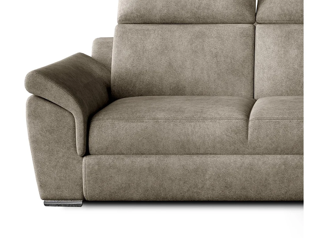 Canapé angle droit convertible tissu beige avec appuis-tête réglables Kepita 260cm