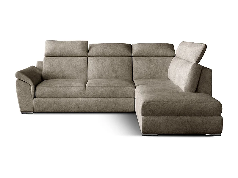 Canapé angle droit convertible tissu beige avec appuis-tête réglables Kepita 260cm