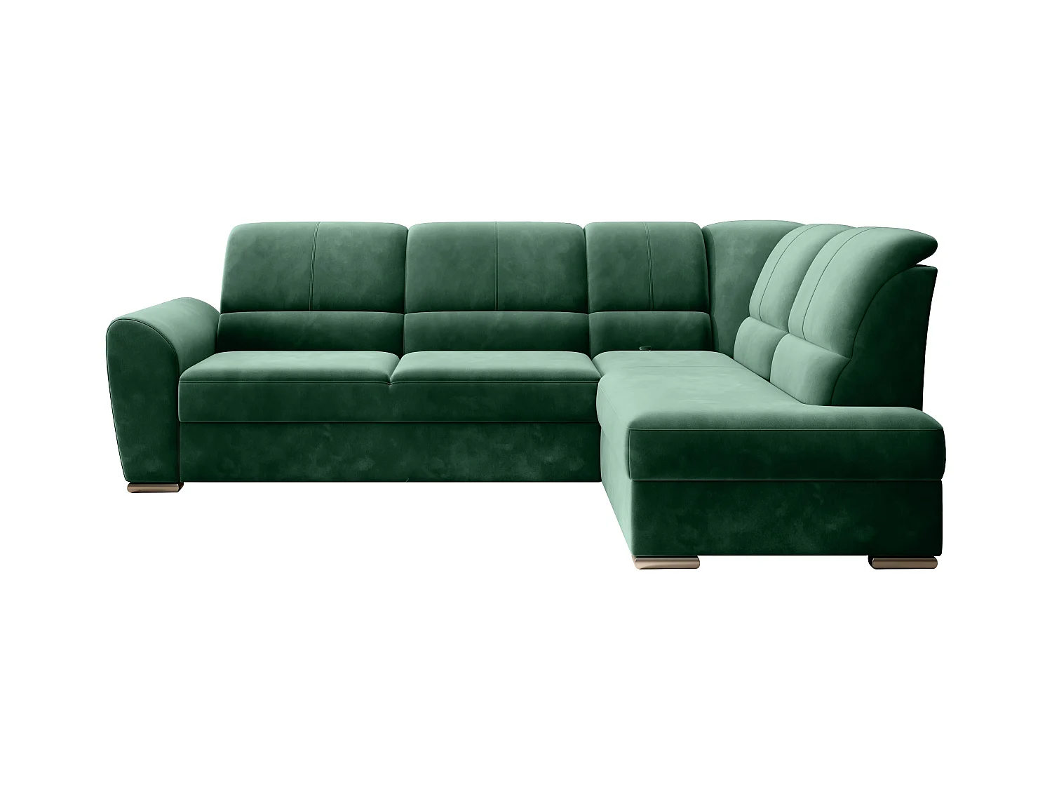 Canapé angle droit convertible tissu vert foncé et pieds acier chromé Zabor 270cm