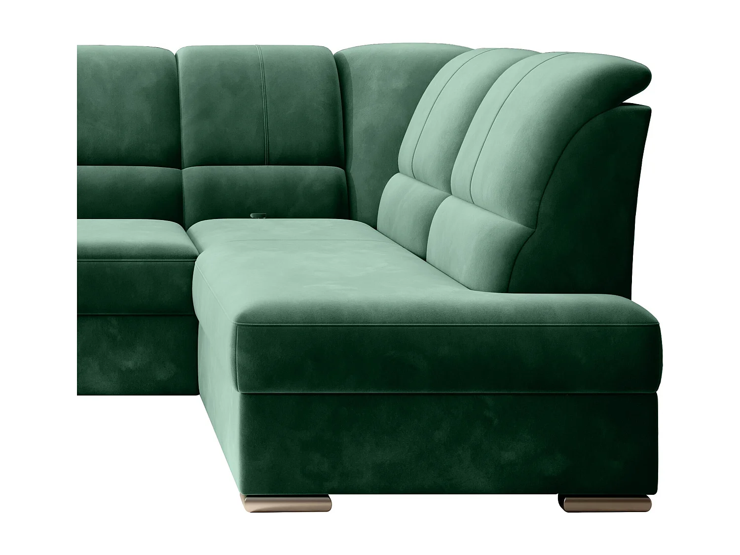 Canapé angle droit convertible tissu vert foncé et pieds acier chromé Zabor 270cm