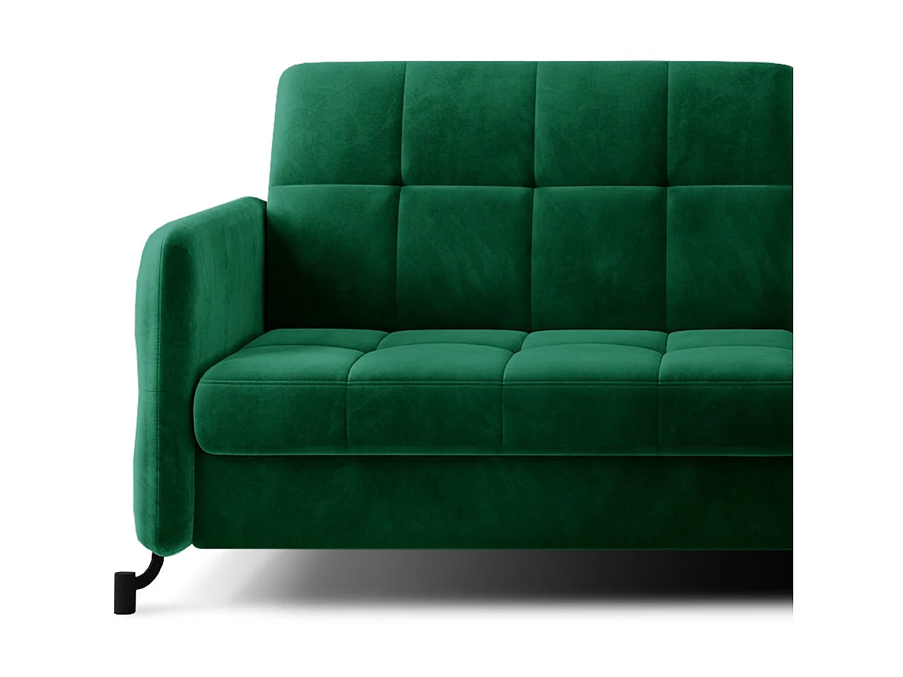 Canapé convertible angle droit avec têtières réglables velours matelassé vert bouteille Lory 225cm