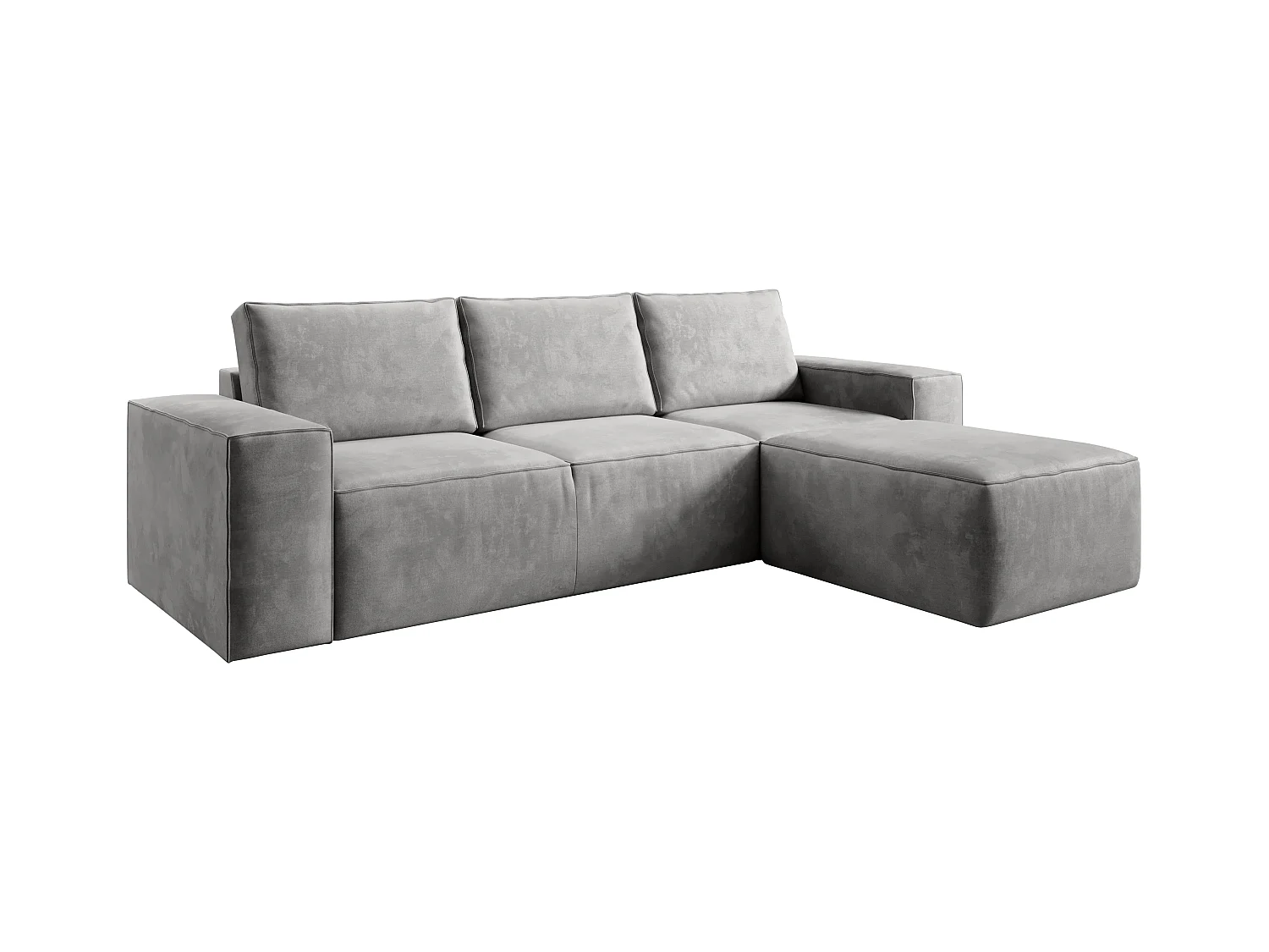 Canapé d'angle droit convertible moderne tissu doux gris clair Willace 302cm