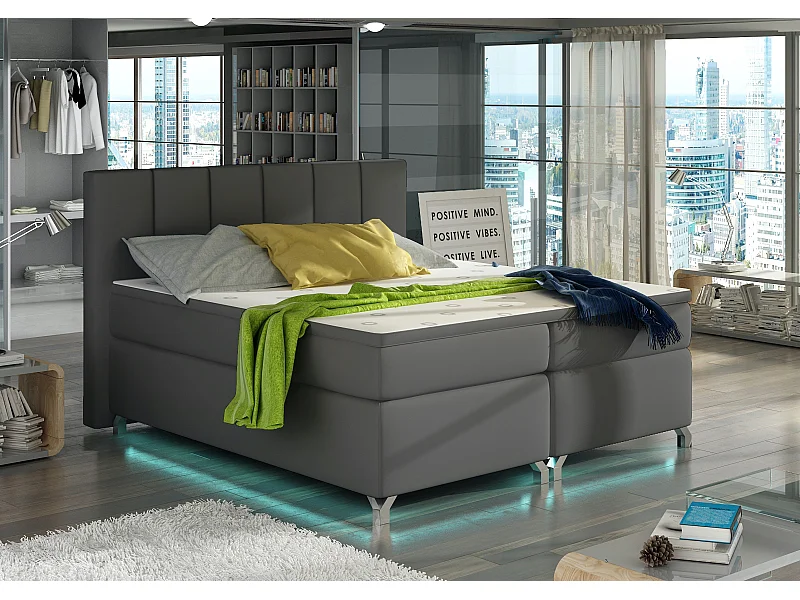 Boxspringbed 180x200 cm grijs kunstleer Balfor