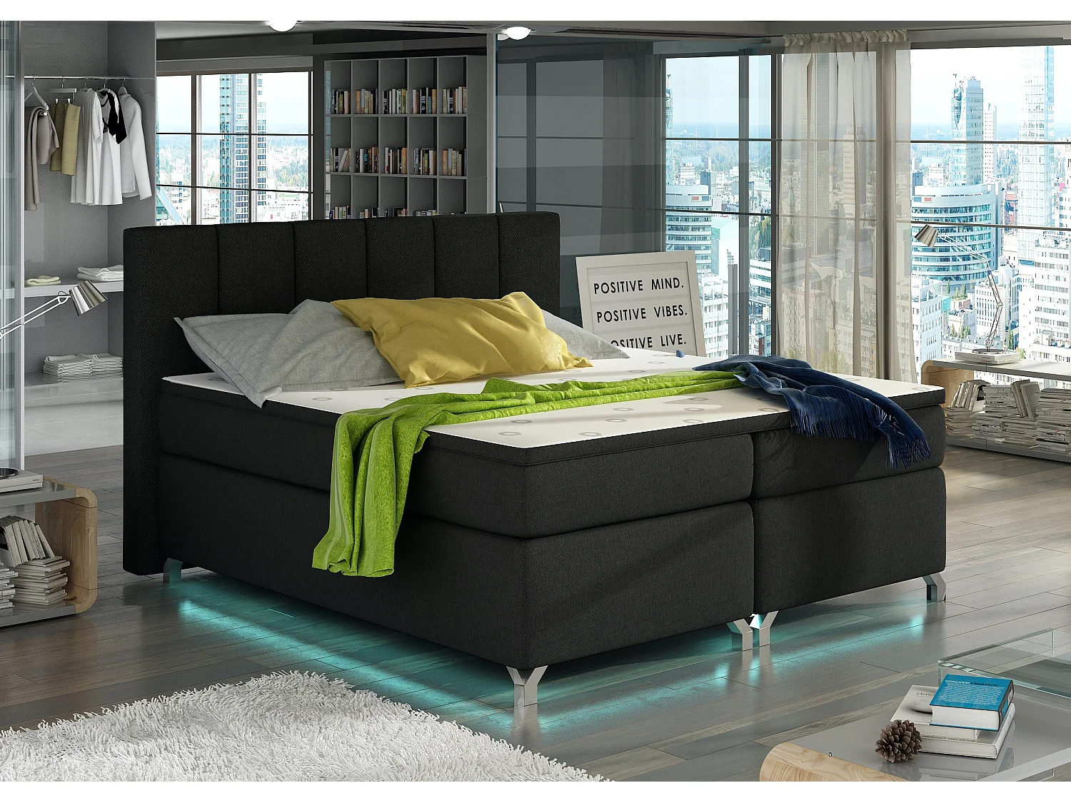 Boxspringbed 160x200 cm zwarte stof Balfor