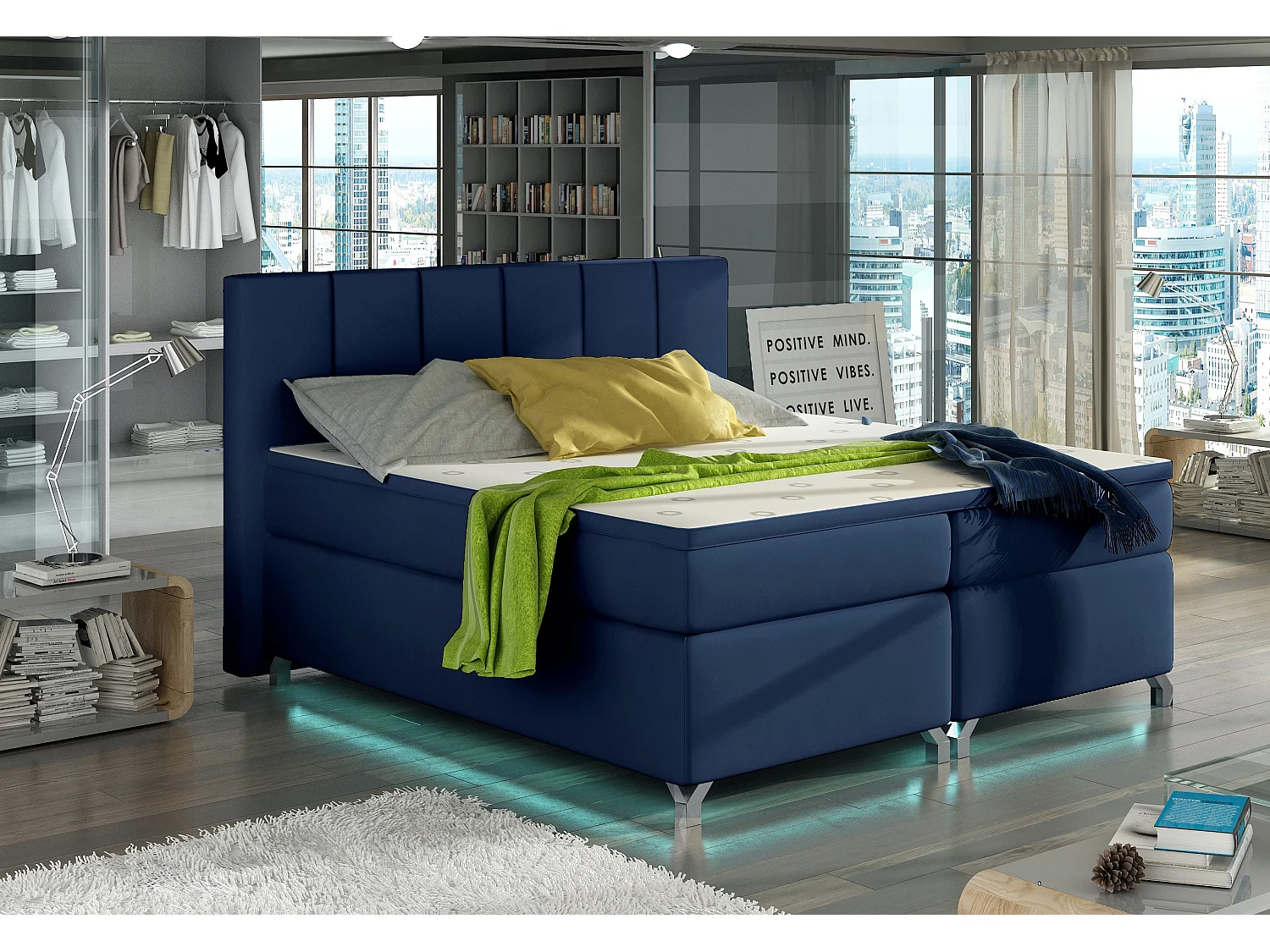 Boxspringbed 180x200 cm kunstleer marineblauw Balfor