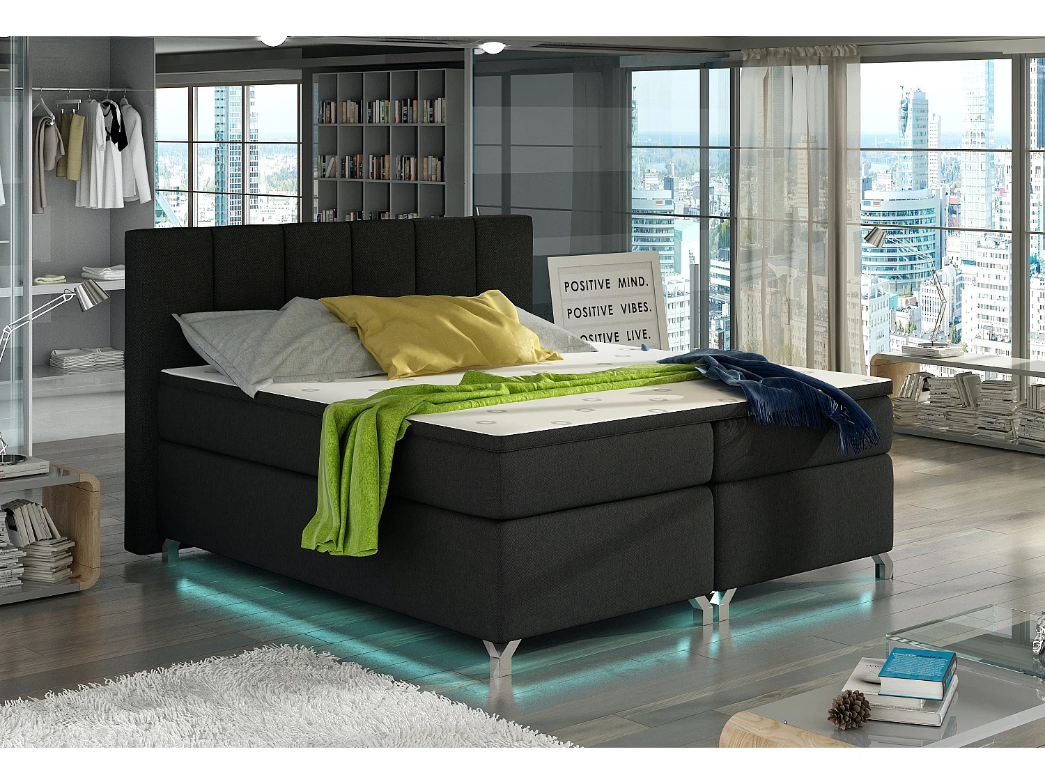 Boxspringbed 180x200 cm zwarte kunststof Balfor