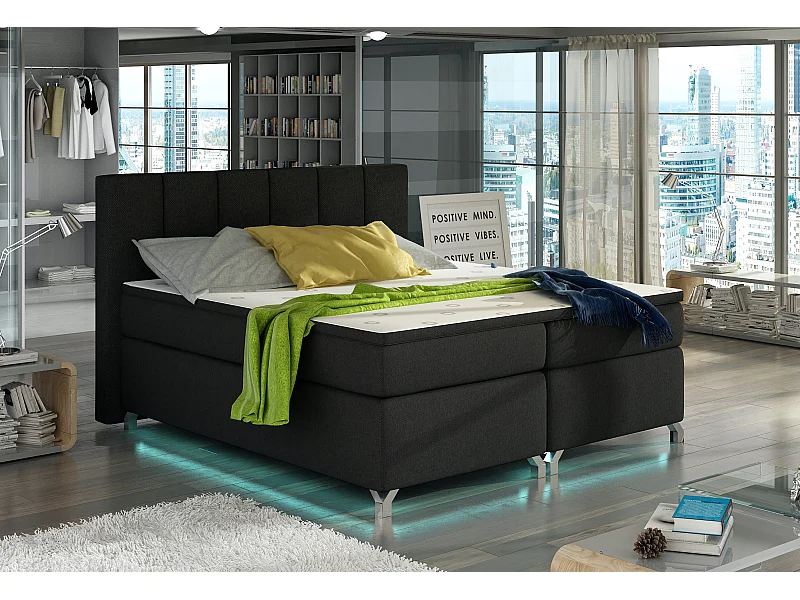 Boxspringbed 180x200 cm zwarte kunststof Balfor