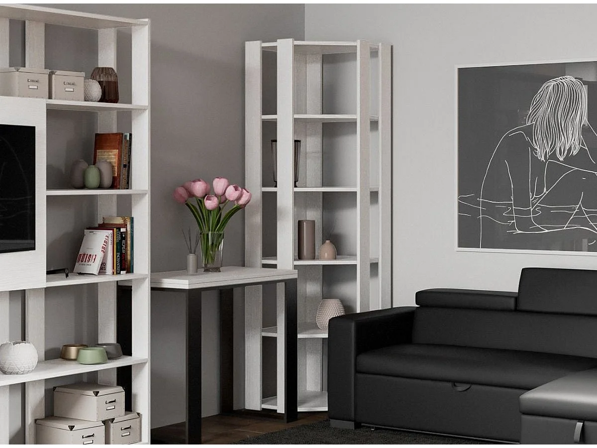 Bibliothèque d'angle 5 niveaux frêne blanc Kalo B L 60cm