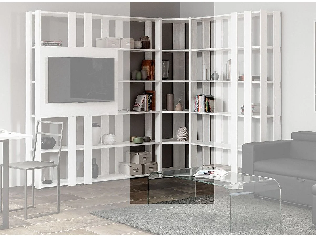 Bibliothèque d'angle 5 niveaux frêne blanc Kalo B L 60cm