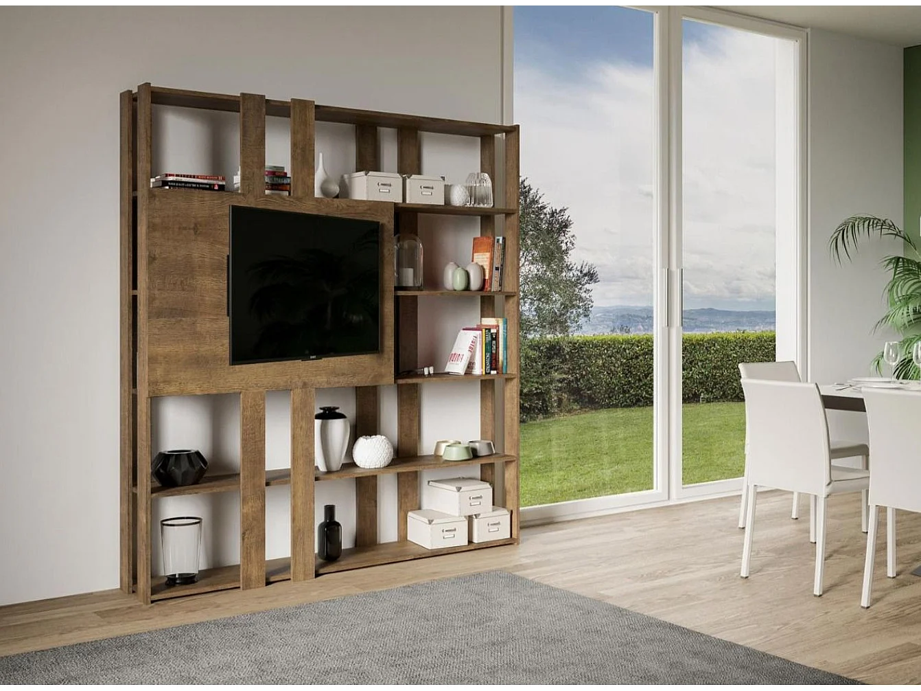 Bibliothèque et meuble TV Bamka 178cm-Couleur Marron