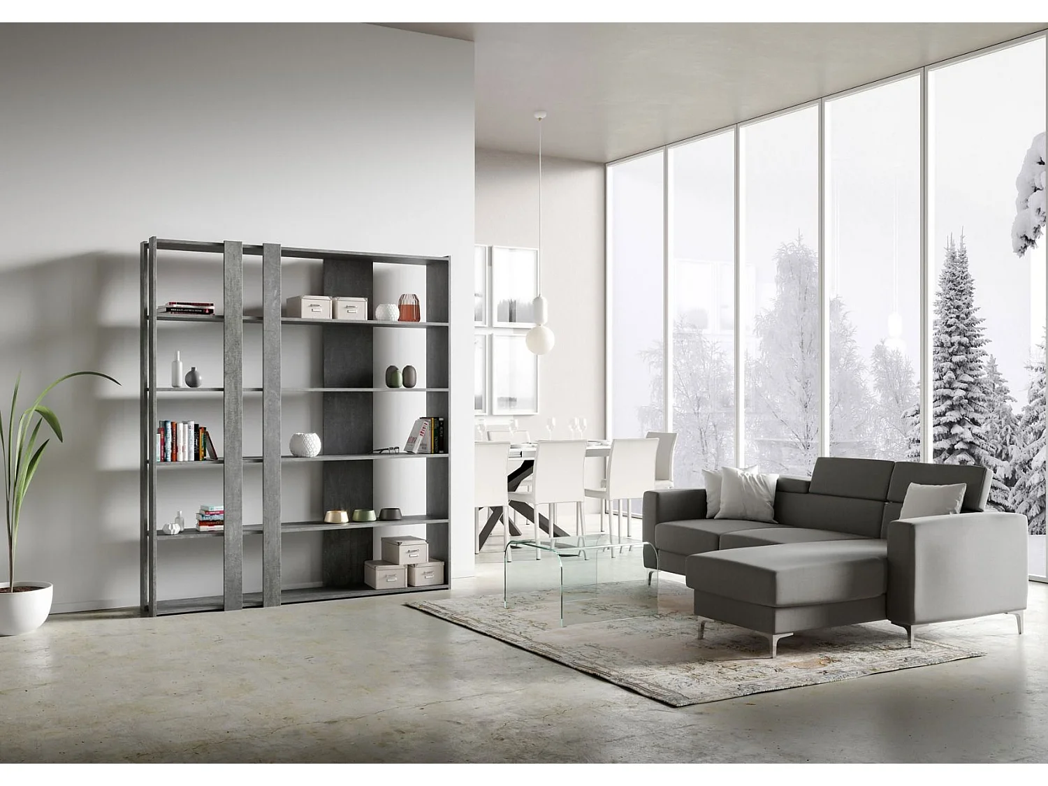 Open boekenkast Kato C Cement