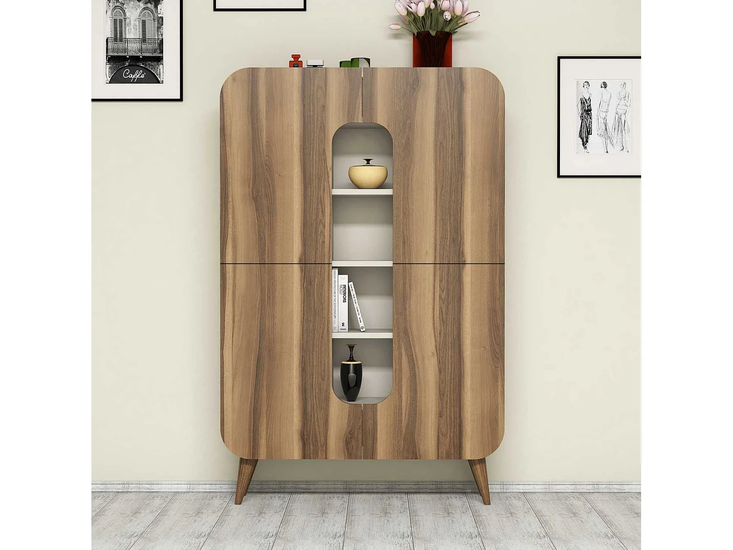 Estantería Kailua 340, Con puertas|Cerrable, Aglomerado laminado, Número de puertas: 2.00