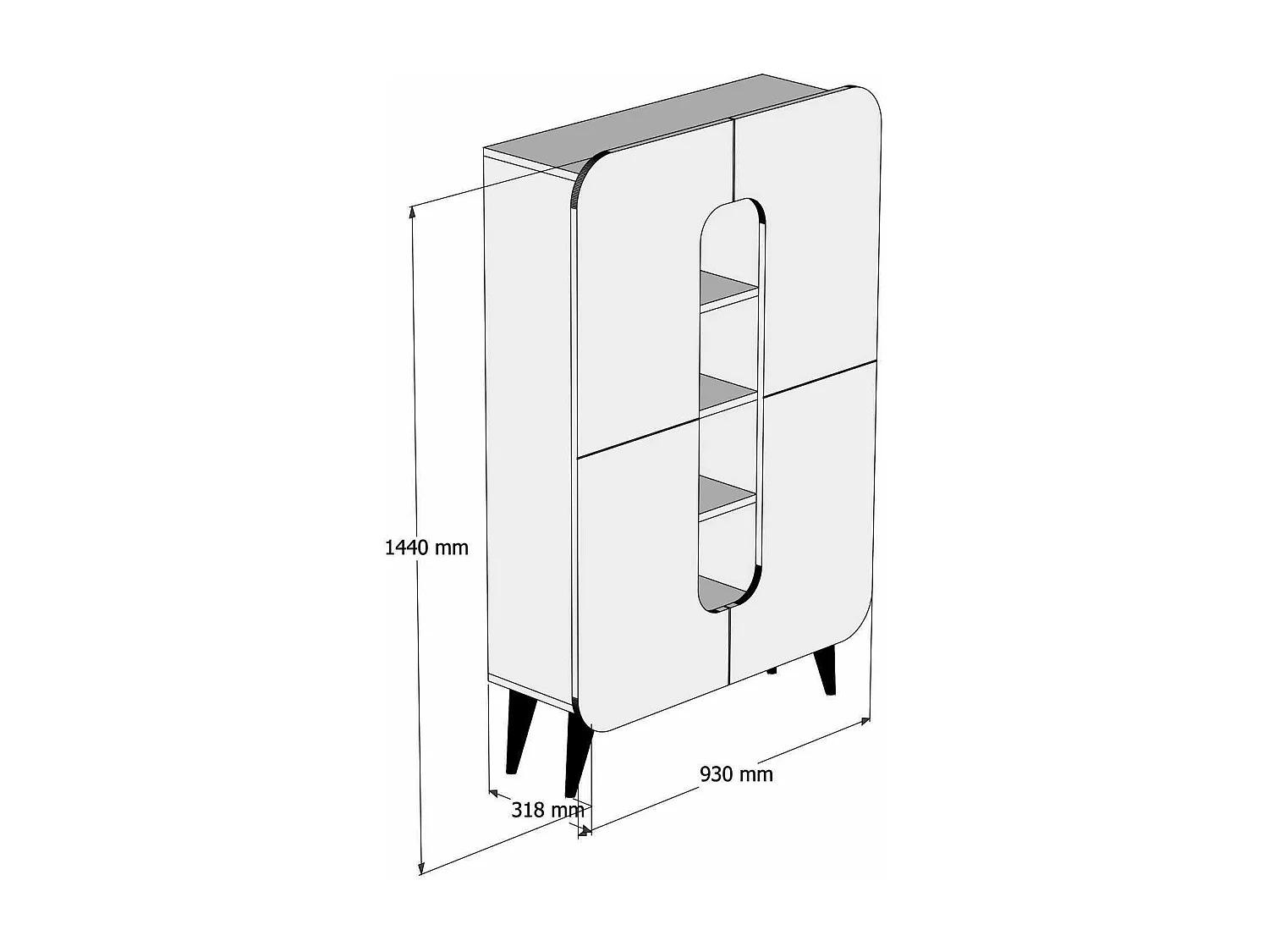 Estantería Kailua 340, Con puertas|Cerrable, Aglomerado laminado, Número de puertas: 2.00