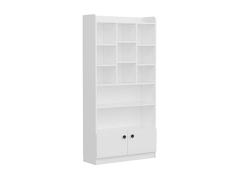 Estantería Kailua 1807, Con puertas|Abierto, Aglomerado laminado, 180x90x30cm, Blanco