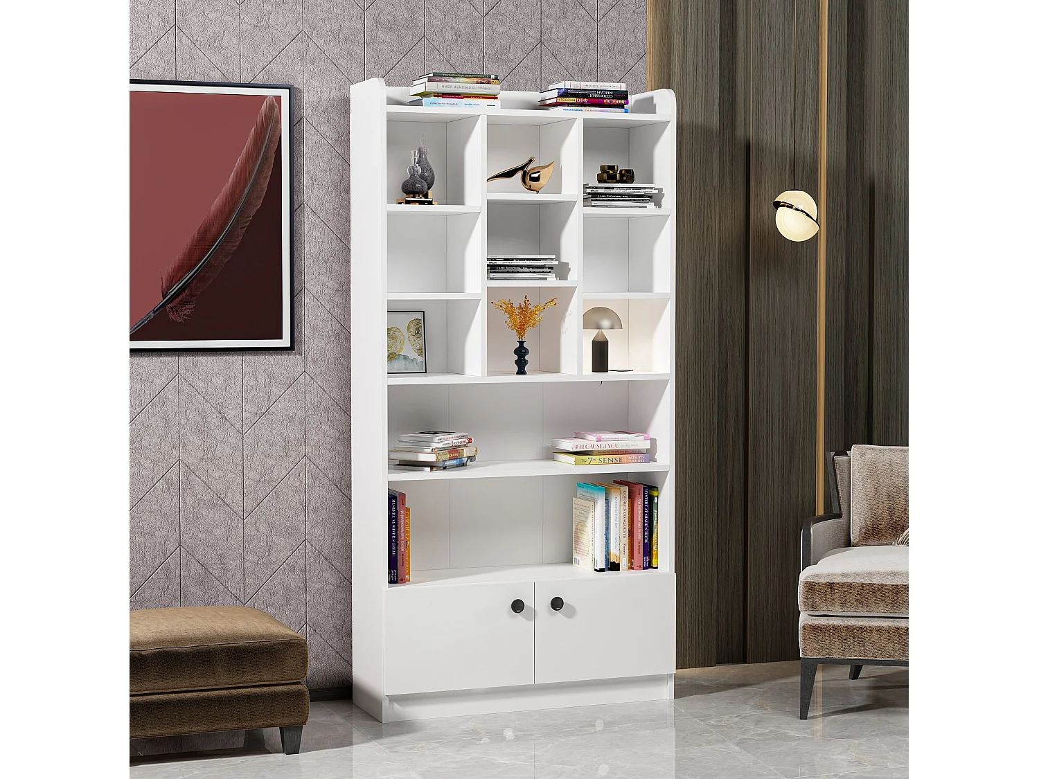 Étagère bibliothèque bllanche Tika 90cm