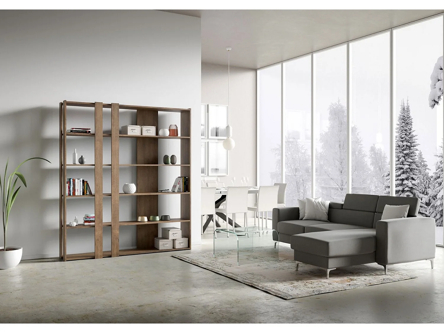 Open boekenkast Kato C Walnoot