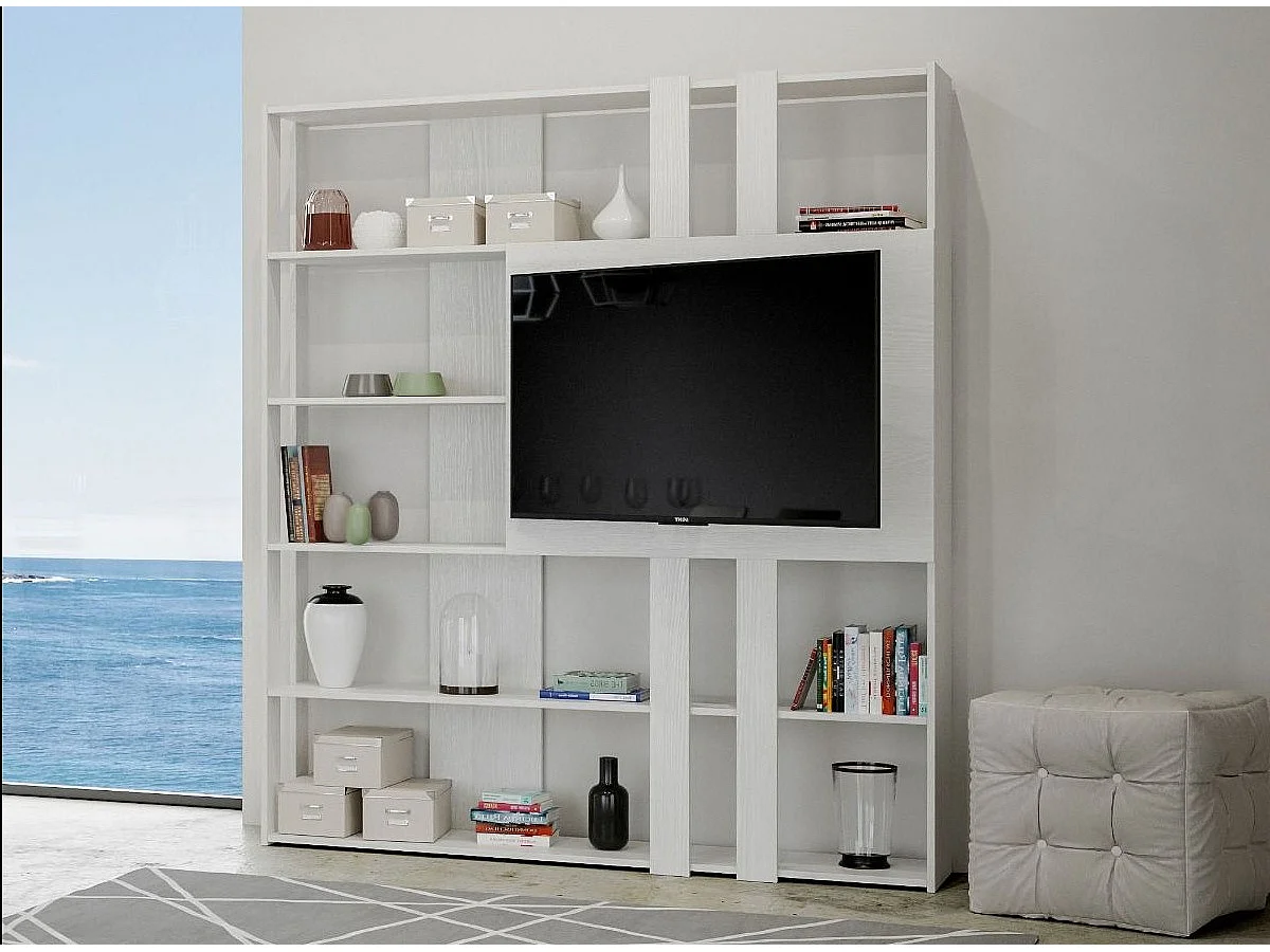 Librería y mueble TV Bamka 178 cm-Color Blanco
