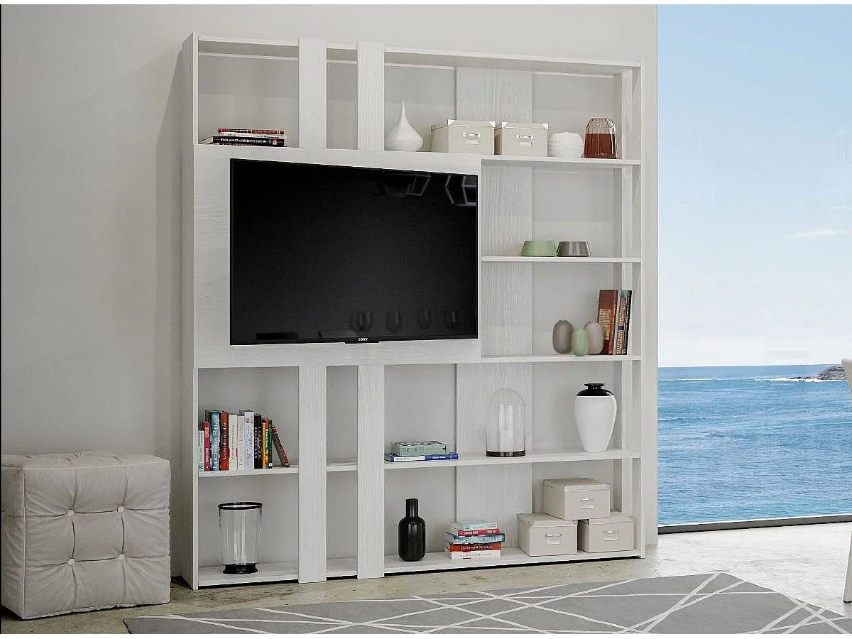 Librería y mueble TV Bamka 178 cm-Color Blanco