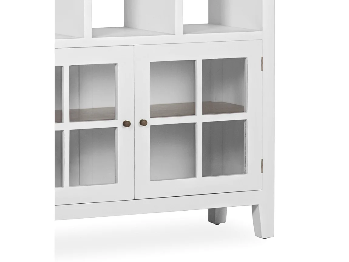 Bibliothèque provençale bois massif de mindi blanc et marron Kirest 110cm