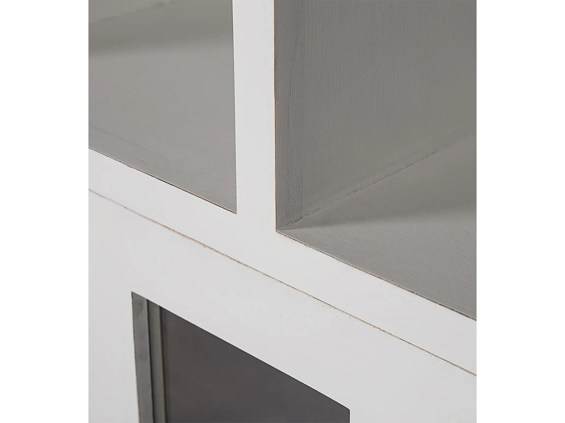 Bibliothèque provençale bois massif de mindi blanc et marron Kirest 110cm