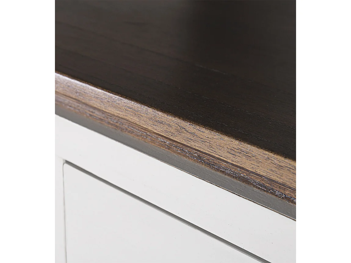 Bibliothèque provençale bois massif de mindi blanc et marron Kirest 110cm