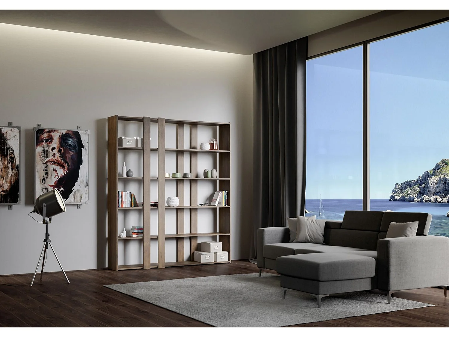 Open boekenkast Kato A Walnoot