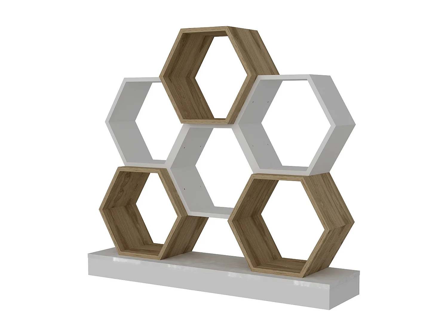 Étagère bibliothèque design Odicus L120xH109cm Bois Clair et Blanc