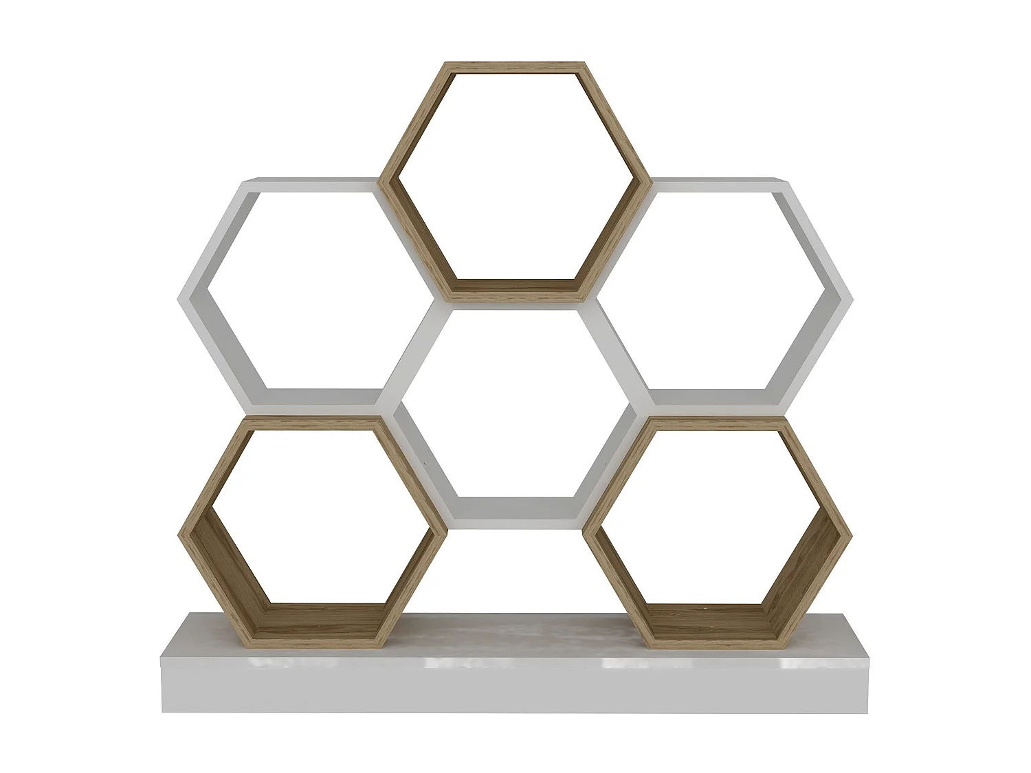 Étagère bibliothèque design Odicus L120xH109cm Bois Clair et Blanc