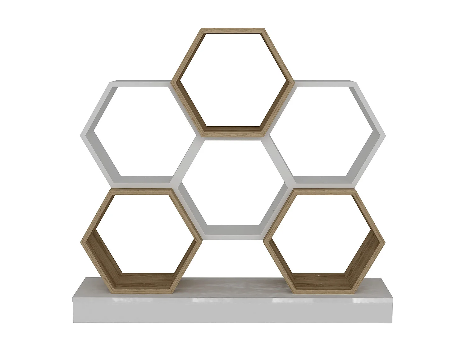 Étagère bibliothèque design Odicus L120xH109cm Bois Clair et Blanc