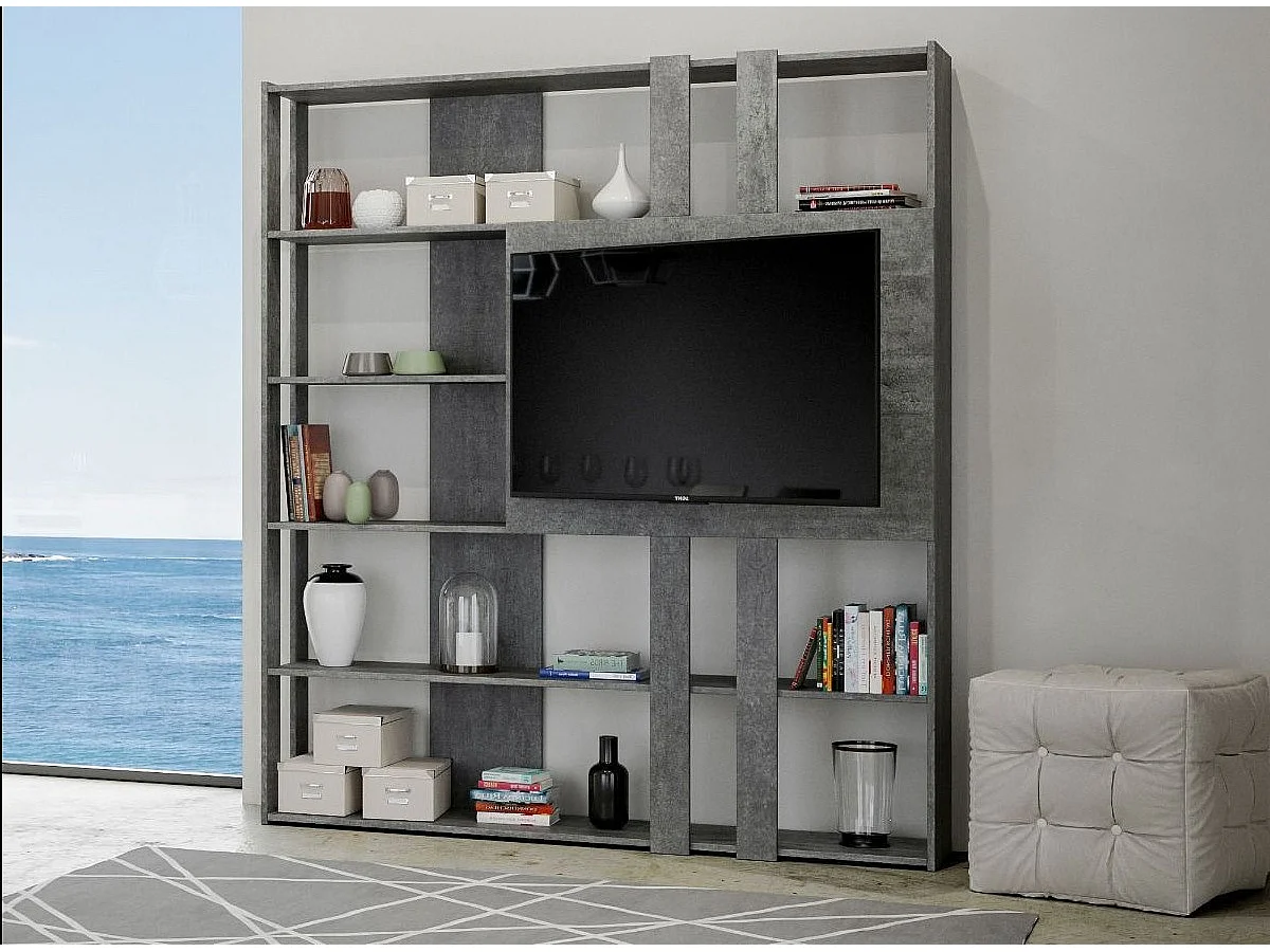 Bibliothèque et meuble TV Bamka 178cm-Couleur Gris ciment