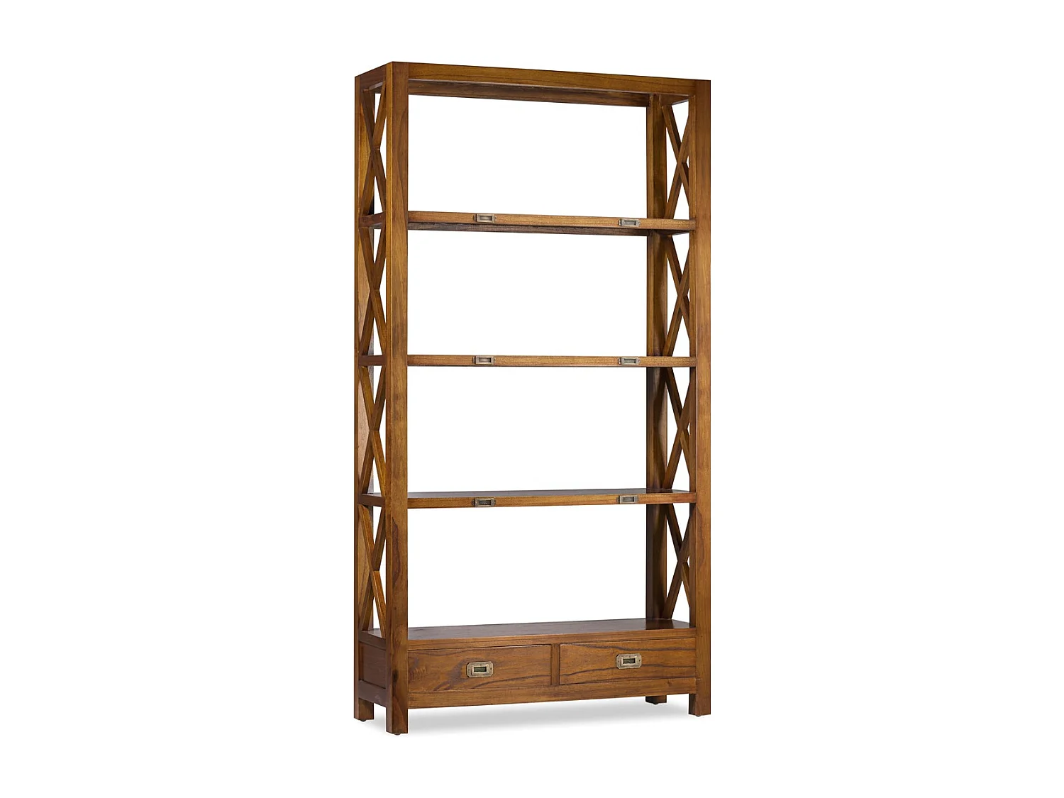 Bibliothèque en bois massif de Mindy 4 niveaux 2 tiroirs Orka 100cm