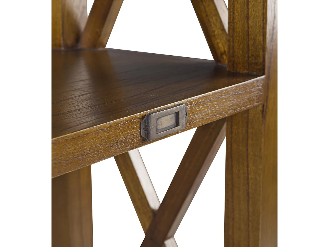 Bibliothèque en bois massif de Mindy 4 niveaux 2 tiroirs Orka 100cm