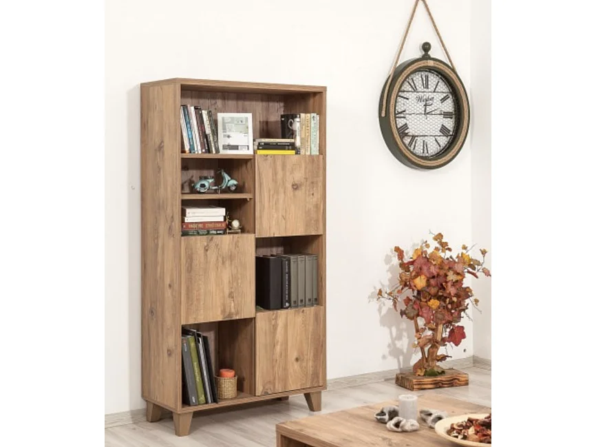 Estante Escandinava – 80 x 155 x 36 cm – Cor Pinheiro Atlântico – 100% Melamina