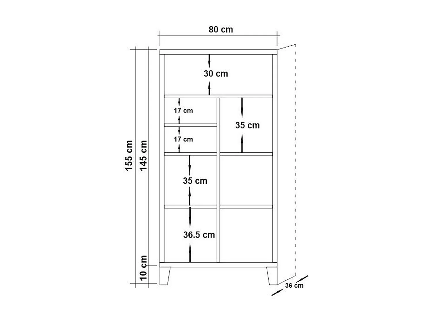 Estante Escandinava – 80 x 155 x 36 cm – Cor Pinheiro Atlântico – 100% Melamina