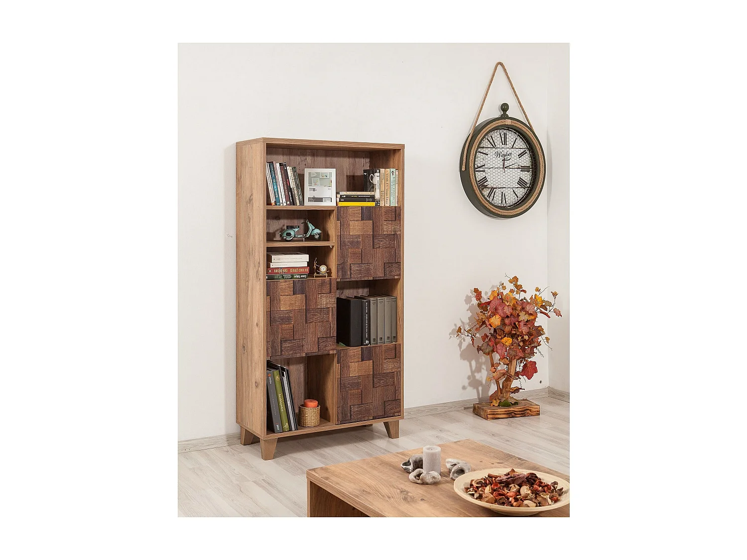Librería elegante – 80 x 155 x 36 cm – Pino Atlántico – Melamina