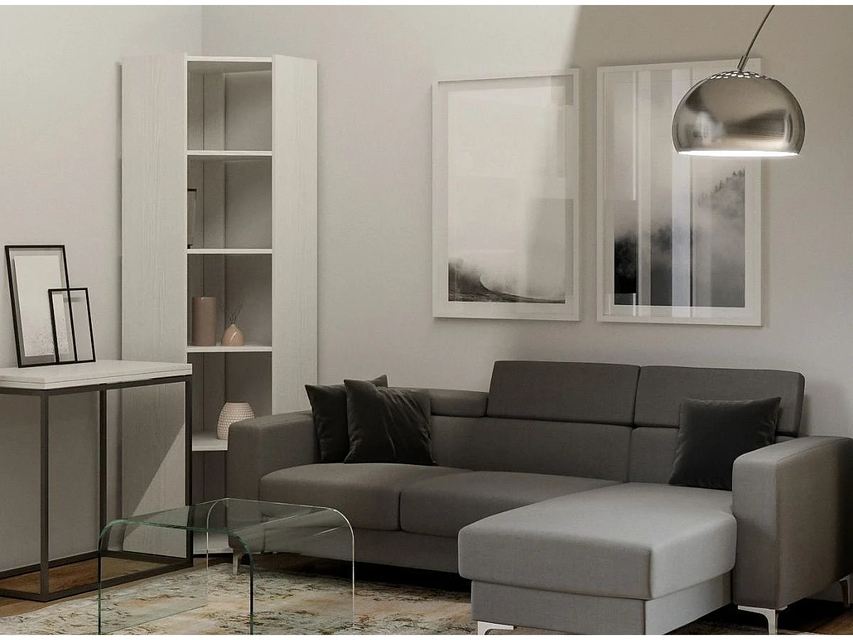 Bibliothèque d'angle 5 niveaux frêne blanc Kalo A L 60cm