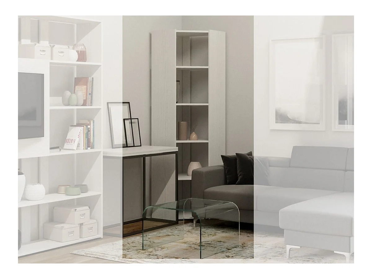 Bibliothèque d'angle 5 niveaux frêne blanc Kalo A L 60cm