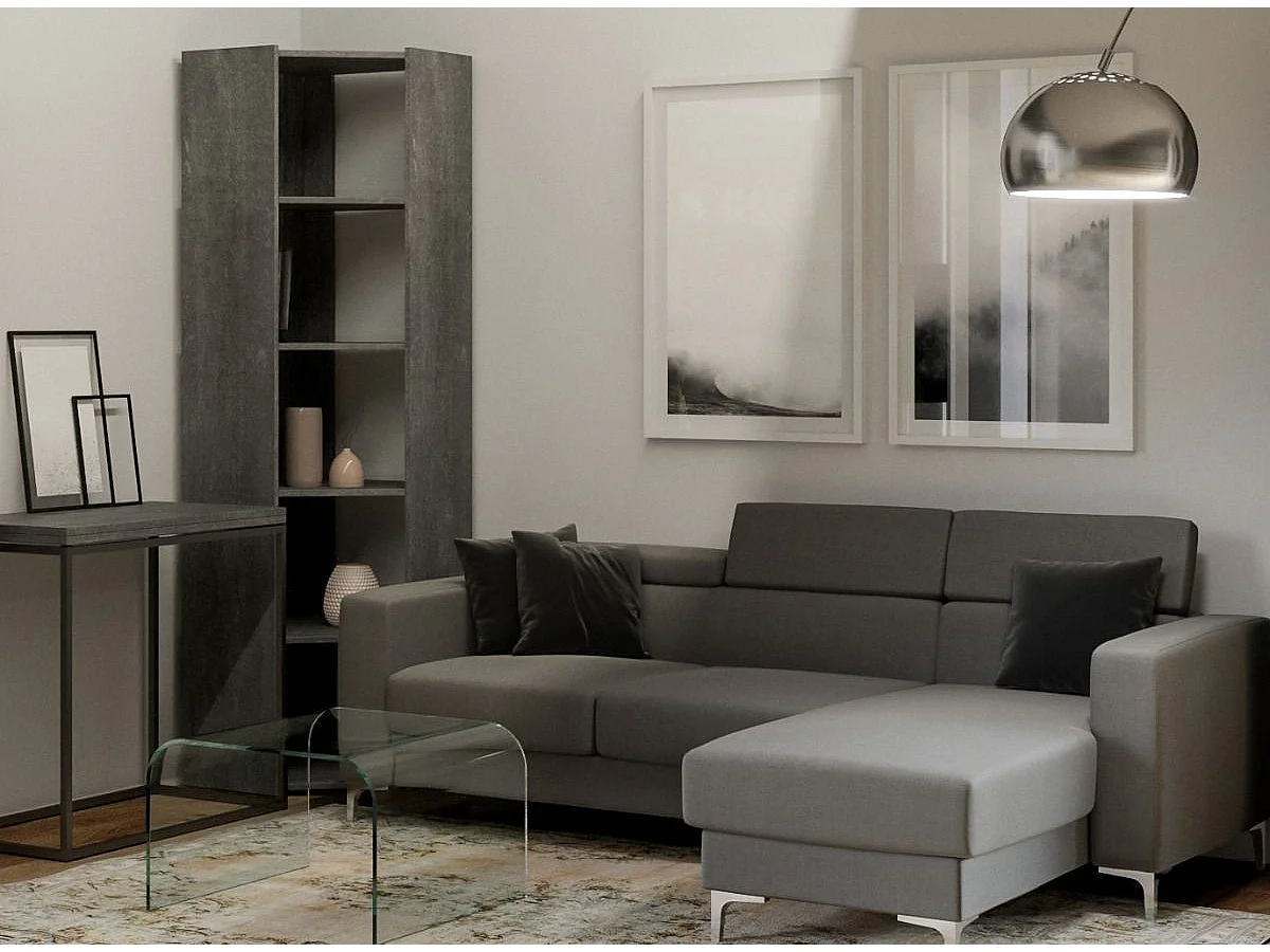 Bibliothèque d'angle 5 niveaux gris béton Kalo A L 60cm