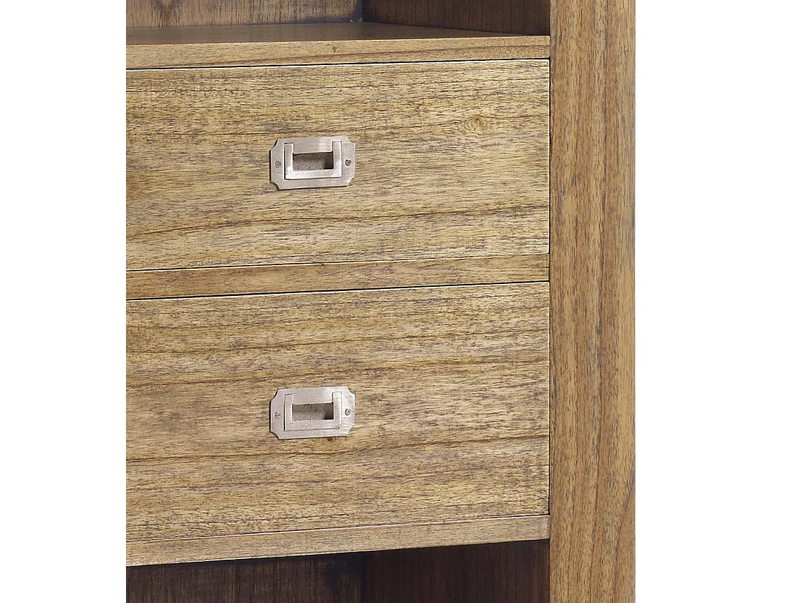 Bibliothèque en bois massif de Mindy naturel 3 tiroirs 4 étagères Mazari 55cm