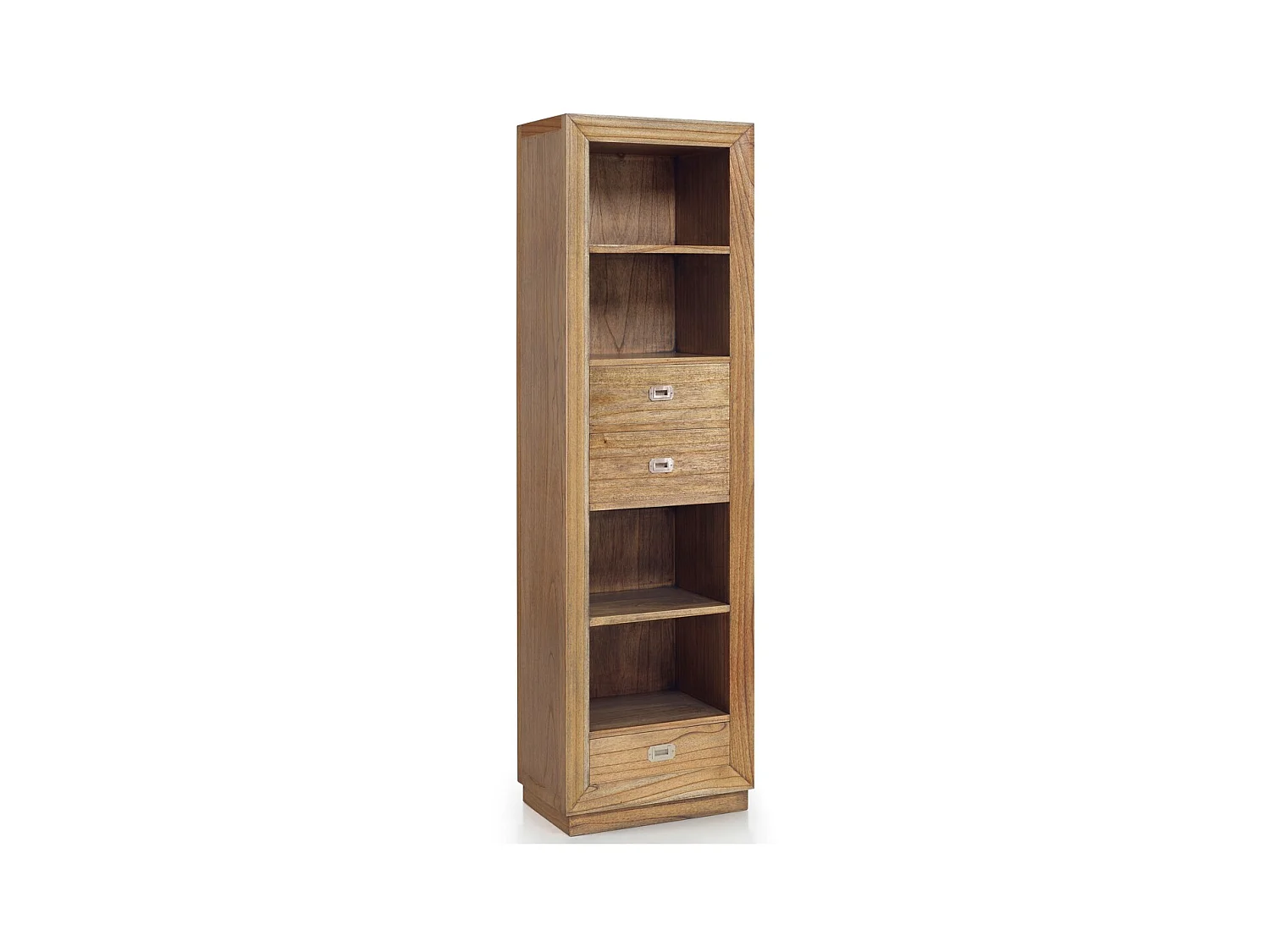 Librería Mindy madera maciza natural 3 cajones 4 estantes Mazari 55 cm