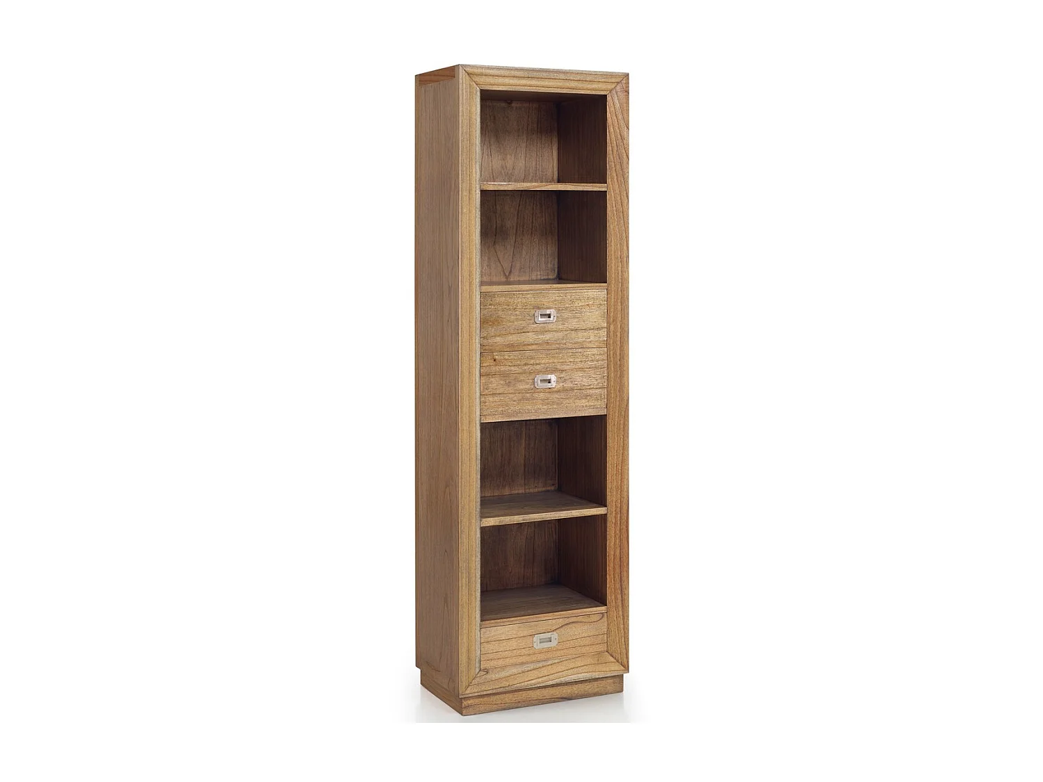 Bibliothèque en bois massif de Mindy naturel 3 tiroirs 4 étagères Mazari 55cm